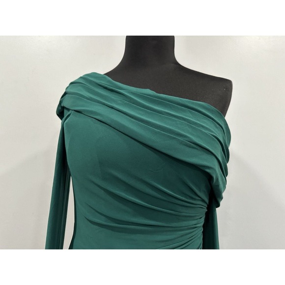 Mac Duggal 12231 One Shoulder Beaded Cuff Dress Emerald Green Size 6 NWOT - Picture 3 of 8